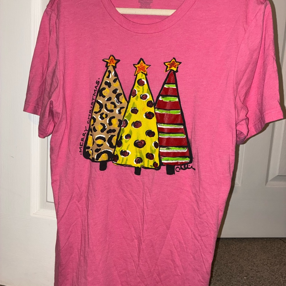 Festive Pink Christmas Tree Graphic Tee